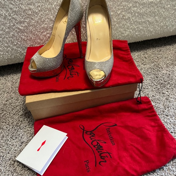 Christian Louboutins Lady Peep Glittex Size 7.5 - Picture 5 of 10